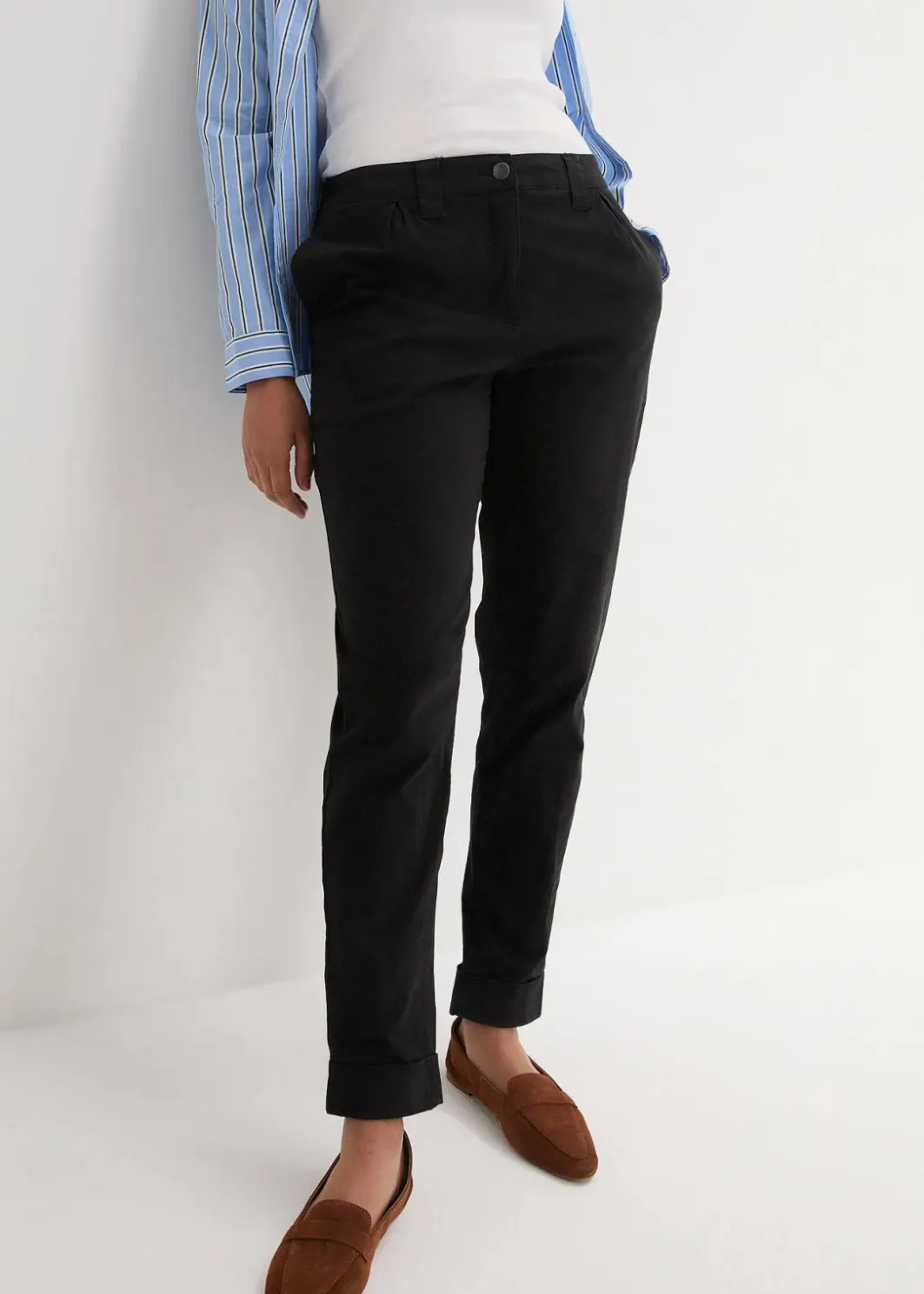 Damen bonprix Hosen|Kurzgrößen|Chinohose aus Baumwolle, knöchellang