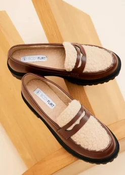Damen bonprix Slipper & Halbschuhe|Gefütterte Winterschuhe|Chunky Loafer