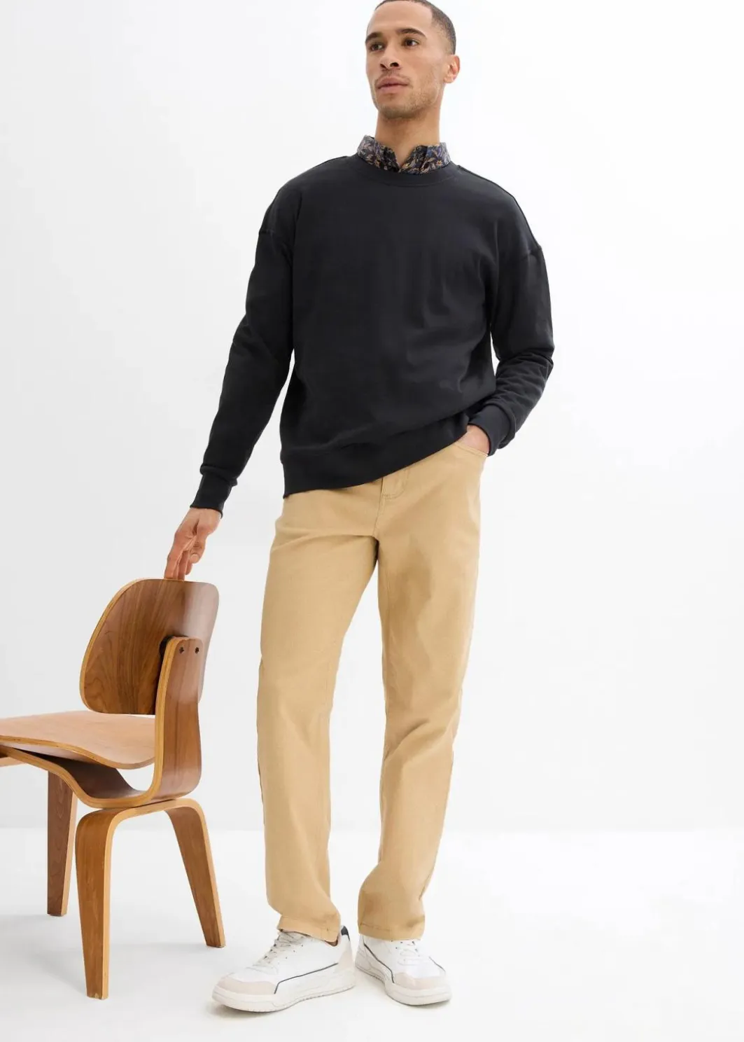 Clearance Classic Fit Stretch-Hose, Straight Herren Hosen|Basics