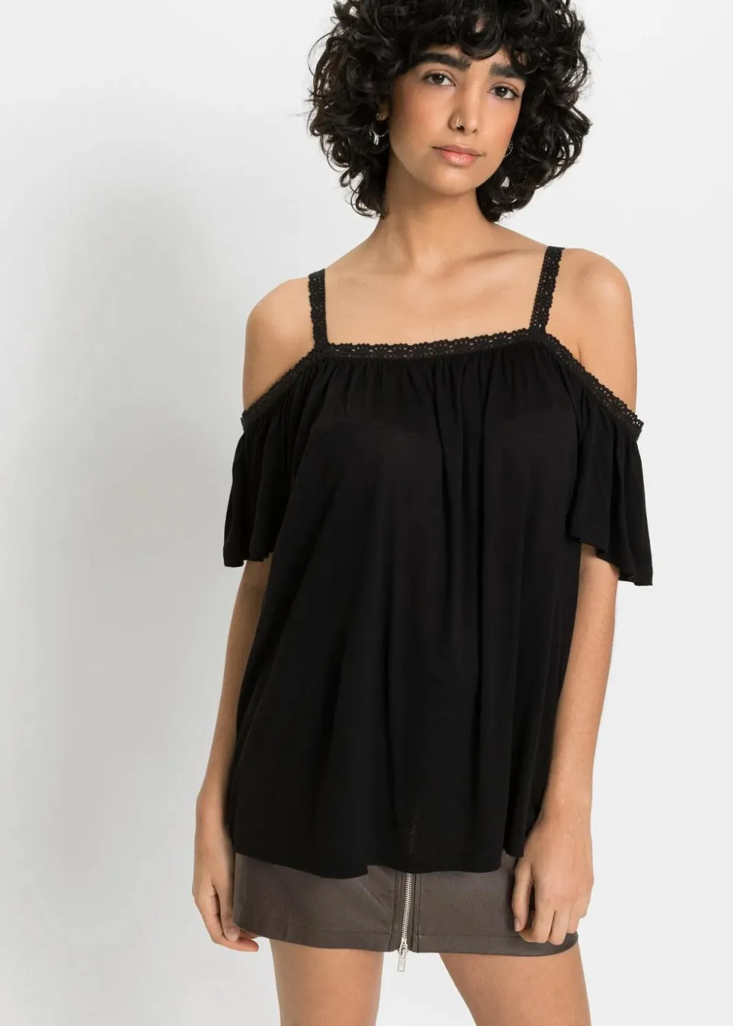 Damen bonprix Shirts & Tops|Nachhaltigere Materialien|Cold-Shoulder-Shirt aus softer Viskose
