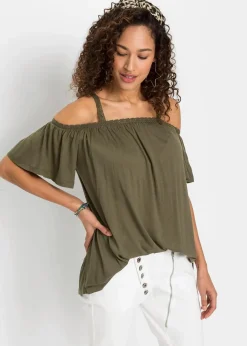 Damen bonprix Nachhaltigere Materialien|Shirts & Tops|Cold-Shoulder-Shirt aus softer Viskose