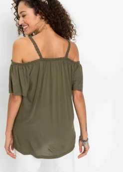 Damen bonprix Nachhaltigere Materialien|Shirts & Tops|Cold-Shoulder-Shirt aus softer Viskose
