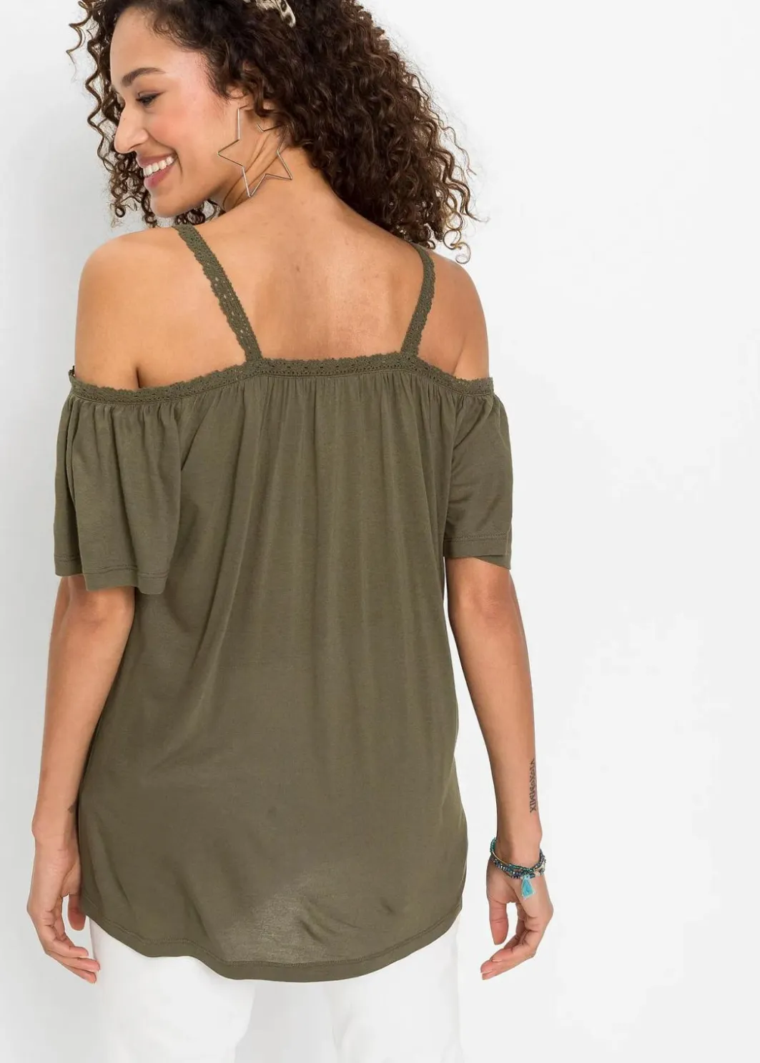 Damen bonprix Nachhaltigere Materialien|Shirts & Tops|Cold-Shoulder-Shirt aus softer Viskose