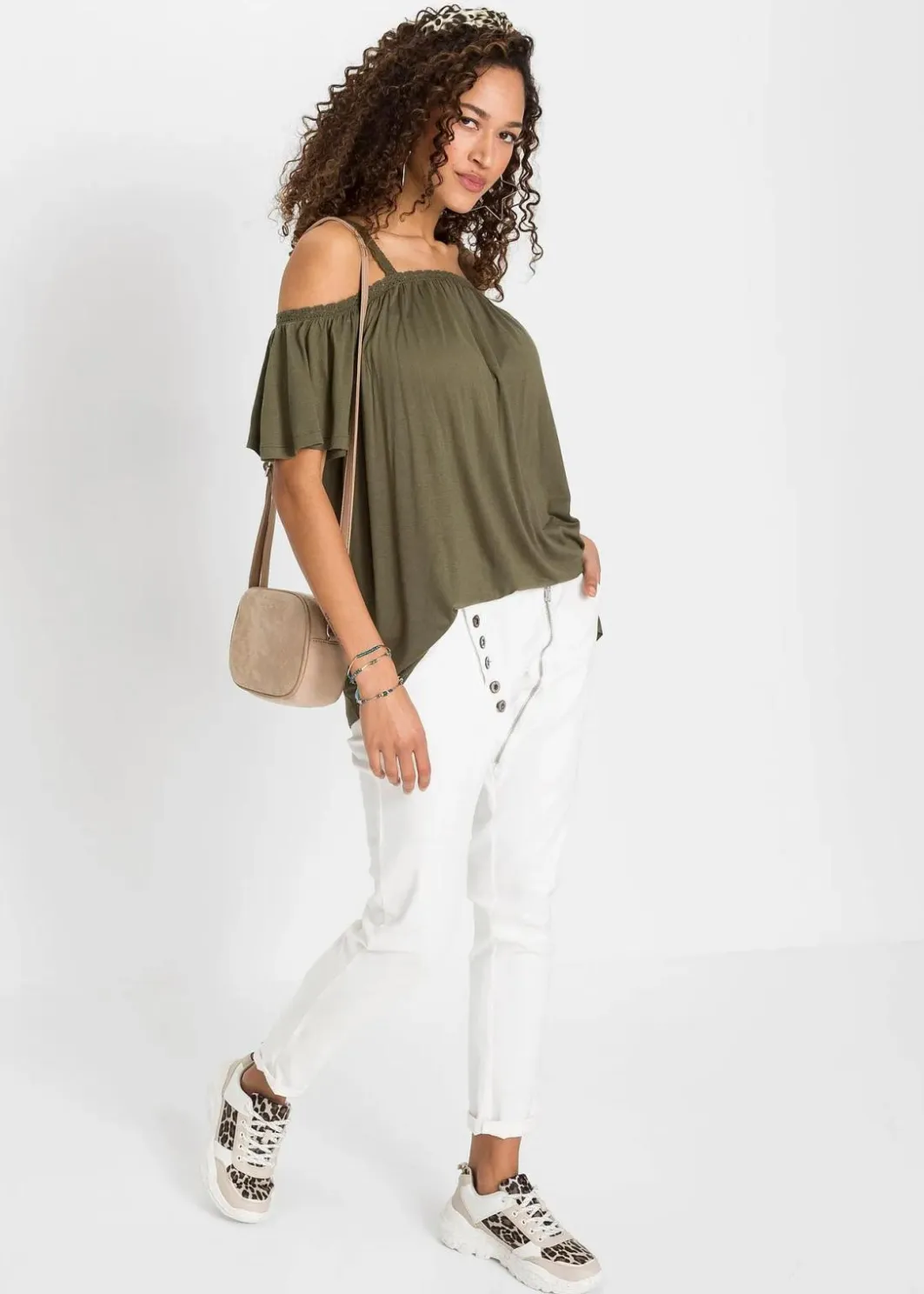 Damen bonprix Nachhaltigere Materialien|Shirts & Tops|Cold-Shoulder-Shirt aus softer Viskose