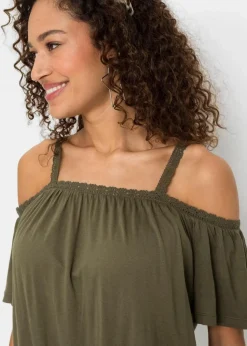 Damen bonprix Nachhaltigere Materialien|Shirts & Tops|Cold-Shoulder-Shirt aus softer Viskose