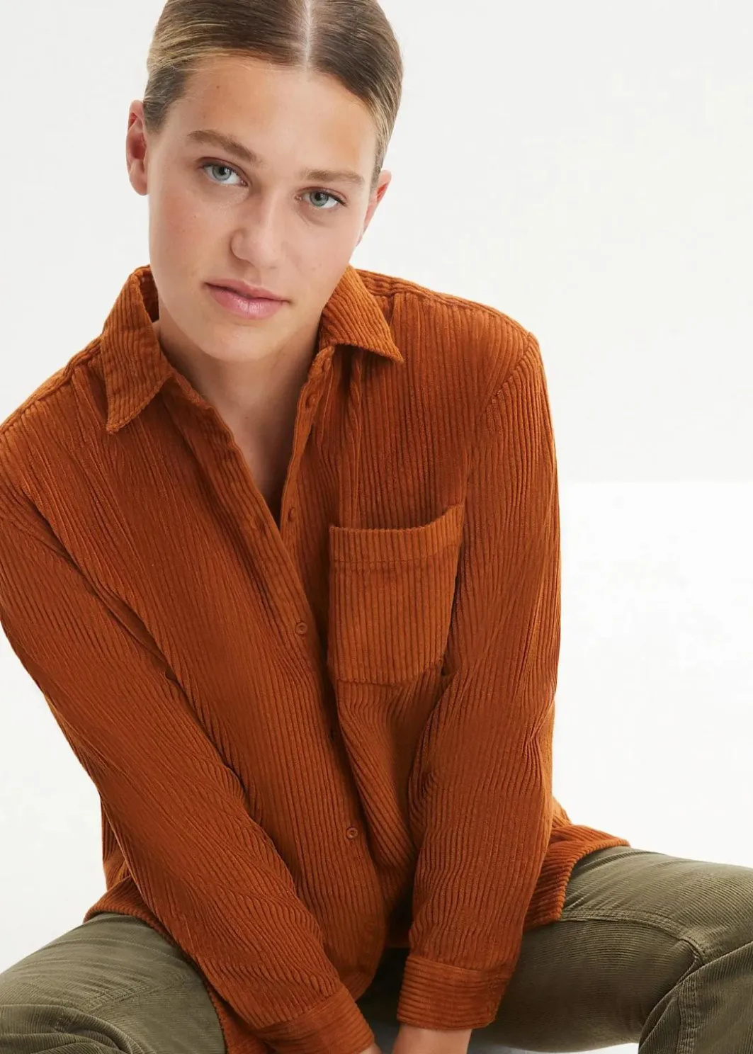 Damen bonprix Blusen & Tuniken|Bekleidung·Jacken & Mäntel|Cordhemd aus reiner Baumwolle
