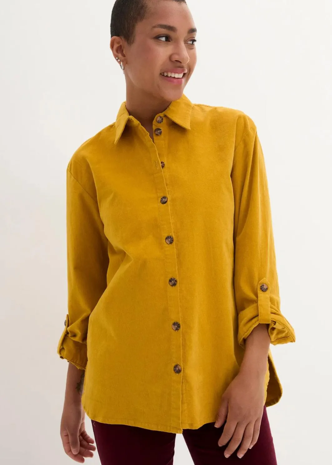Discount Cord-Hemd mit Seitenschlitz Damen Bekleidung·Jacken & Mäntel|Blusen & Tuniken