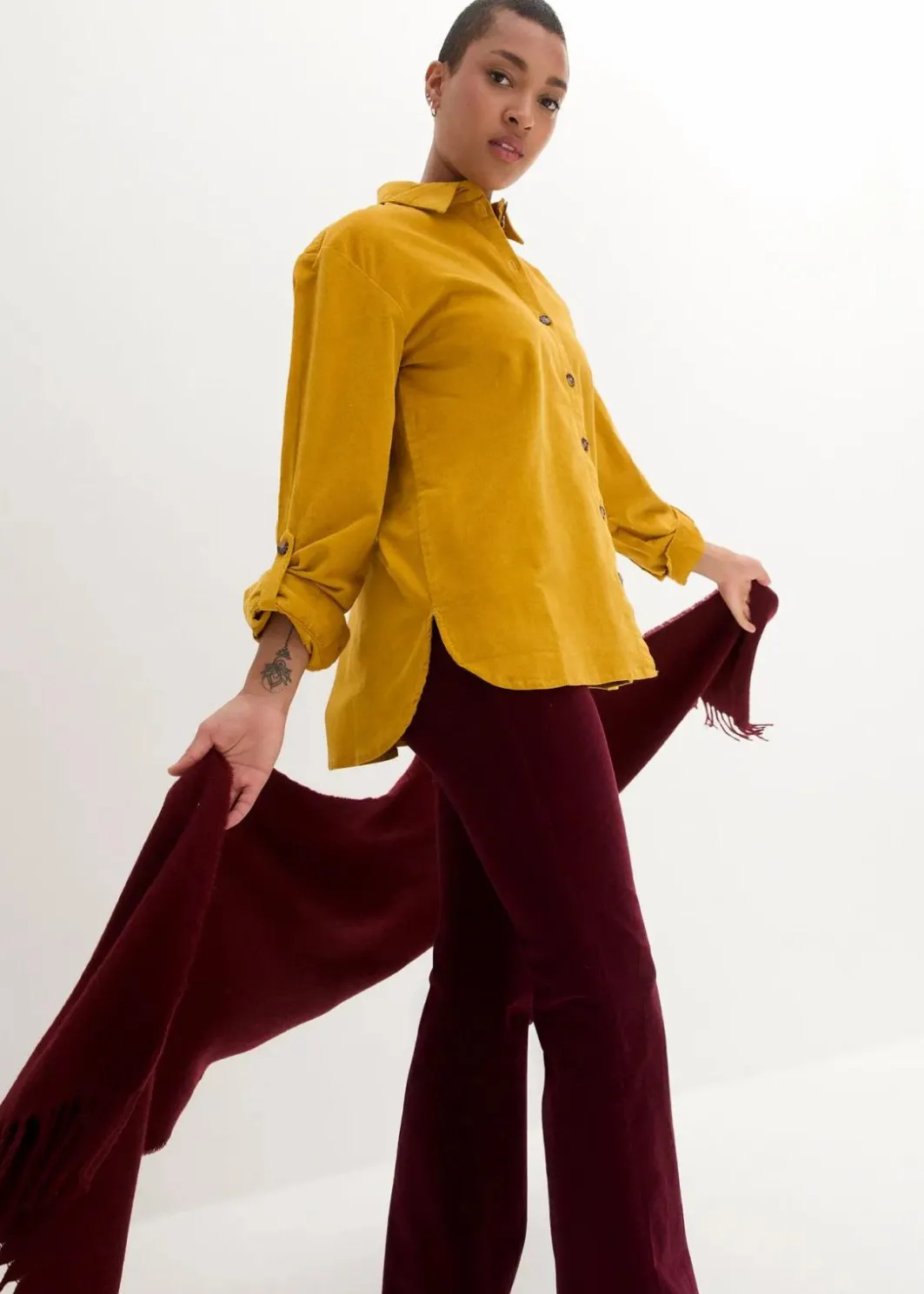 Discount Cord-Hemd mit Seitenschlitz Damen Bekleidung·Jacken & Mäntel|Blusen & Tuniken