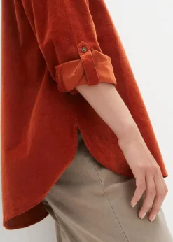 Damen bonprix Blusen & Tuniken|Bekleidung·Jacken & Mäntel|Cord-Hemd mit Seitenschlitz