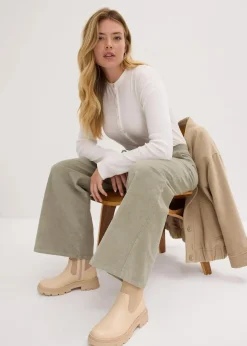 Damen bonprix Bekleidung·Kleider|Hosen|Cordhose mit Bequembund, High Waist