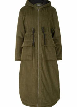 Damen bonprix Jacken & Mäntel|Bekleidung·Hosen|Cord-Mantel mit Teddy-Fleece Kapuze aus reiner Baumwolle