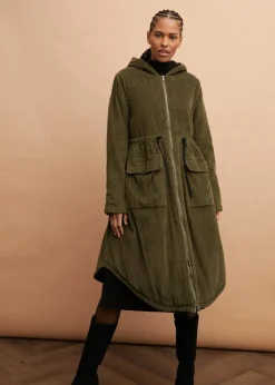 Damen bonprix Jacken & Mäntel|Bekleidung·Hosen|Cord-Mantel mit Teddy-Fleece Kapuze aus reiner Baumwolle