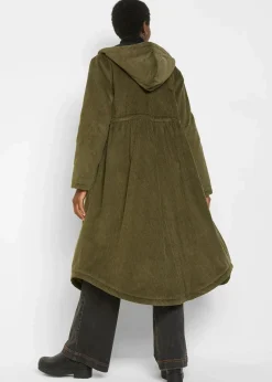 Damen bonprix Jacken & Mäntel|Bekleidung·Hosen|Cord-Mantel mit Teddy-Fleece Kapuze aus reiner Baumwolle