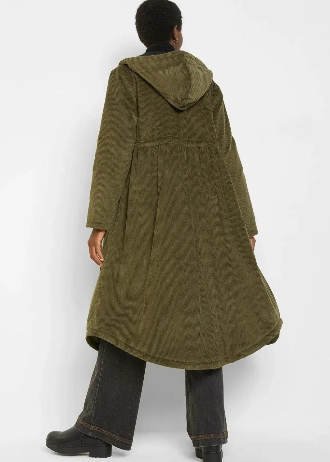 Damen bonprix Jacken & Mäntel|Bekleidung·Hosen|Cord-Mantel mit Teddy-Fleece Kapuze aus reiner Baumwolle