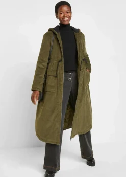 Damen bonprix Jacken & Mäntel|Bekleidung·Hosen|Cord-Mantel mit Teddy-Fleece Kapuze aus reiner Baumwolle