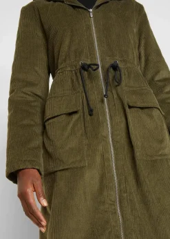 Damen bonprix Jacken & Mäntel|Bekleidung·Hosen|Cord-Mantel mit Teddy-Fleece Kapuze aus reiner Baumwolle