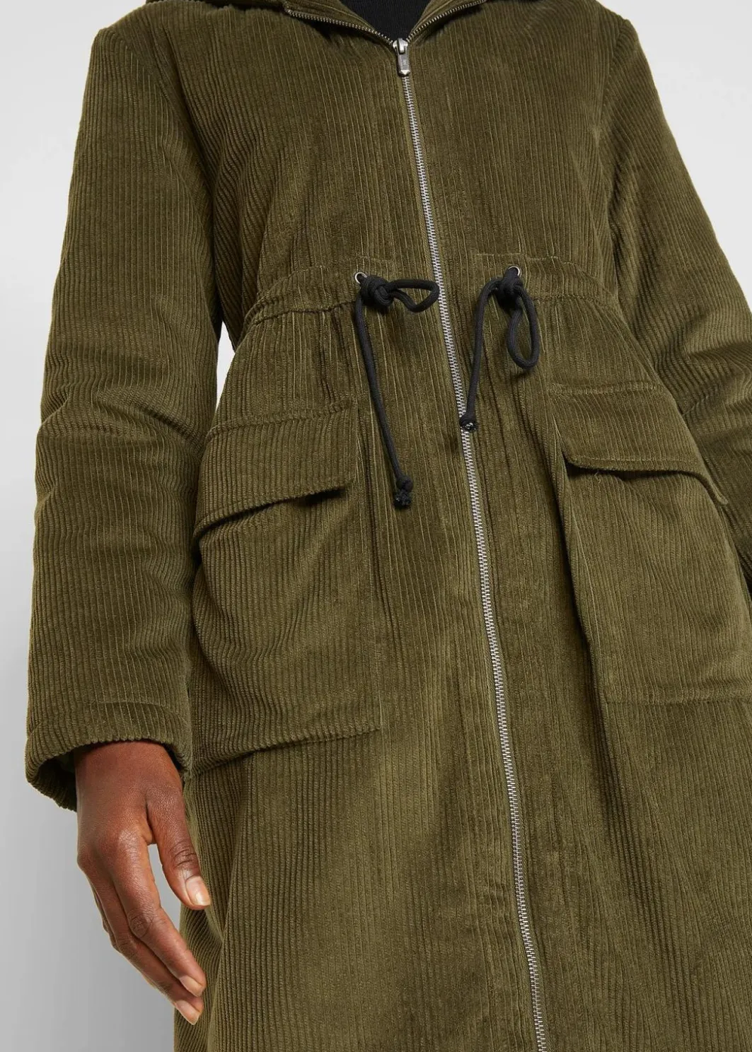 Damen bonprix Jacken & Mäntel|Bekleidung·Hosen|Cord-Mantel mit Teddy-Fleece Kapuze aus reiner Baumwolle