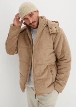 Herren bonprix Jacken & Mäntel|Große Größen|Cord-Steppjacke mit abnehmbarer Kapuze