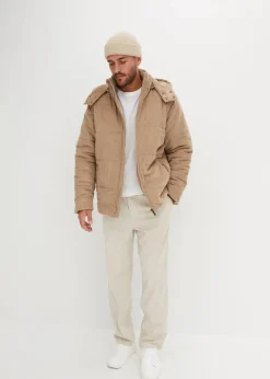 Herren bonprix Jacken & Mäntel|Große Größen|Cord-Steppjacke mit abnehmbarer Kapuze