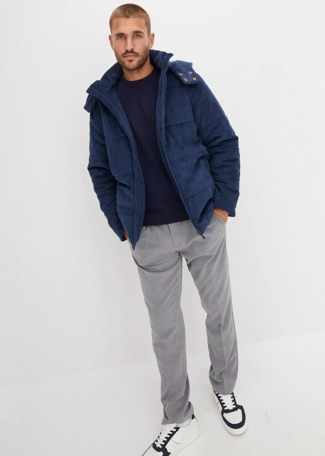 Cord-Steppjacke mit abnehmbarer Kapuze Herren Große Größen|Jacken & Mäntel