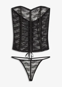 Damen bonprix Wäsche·Erotikwäsche|Erotikwäsche|Corsage + String aus Spitze (2-tlg.Set)