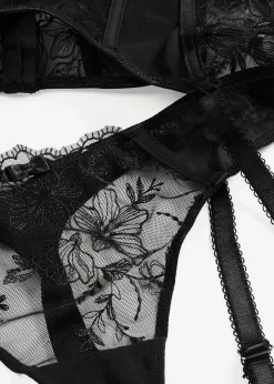 Damen bonprix Corsagen & Negligés|Dessous|Corsage mit Bügel und String mit edler Stickerei (2-tlg.Set)