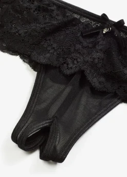 Damen bonprix Wäsche·Corsagen & Negligés|Wäsche·Dessous|Corsage mit Strapshaltern + String ouvert (2-tlg.Set)