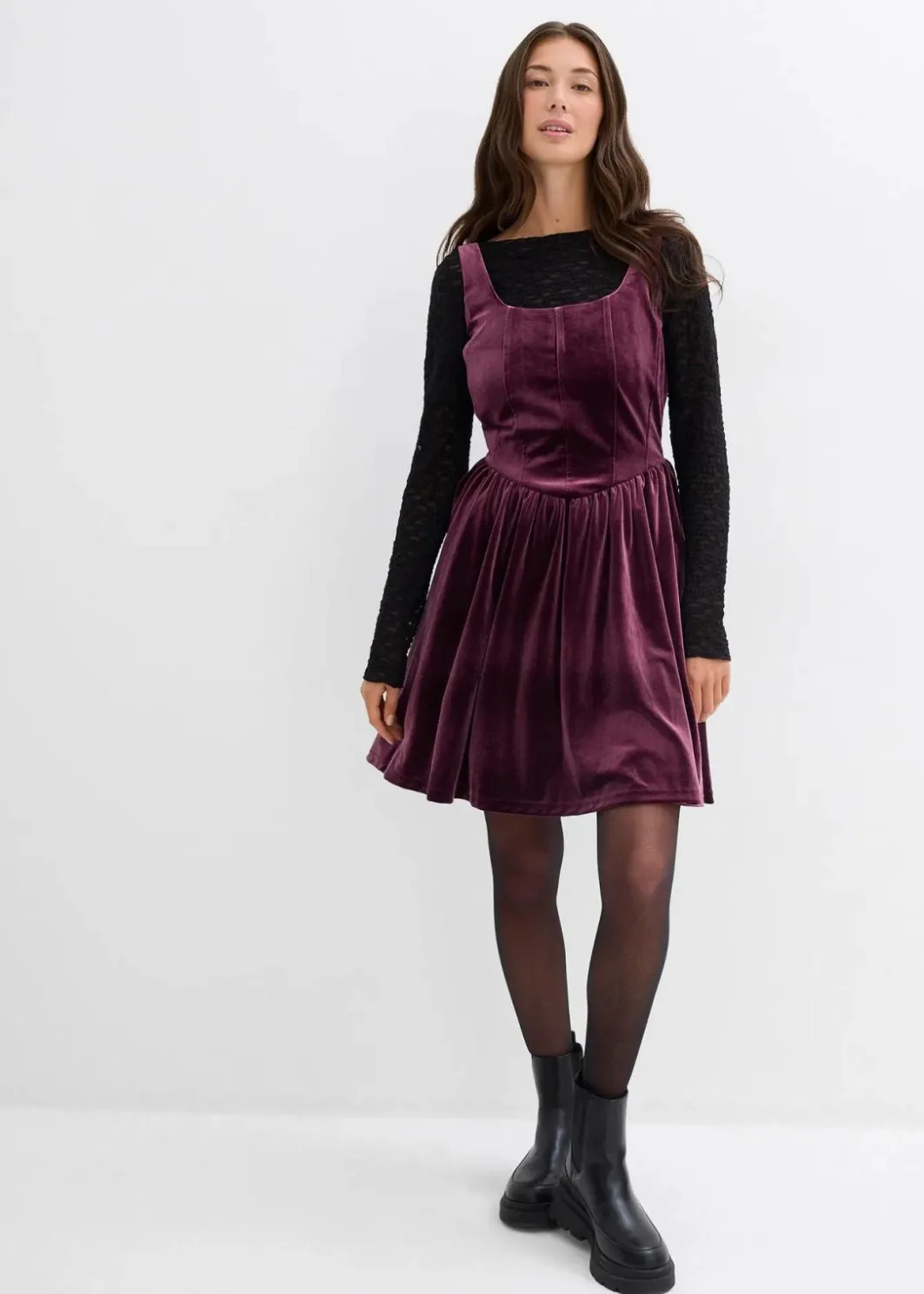 Corsagenkleid aus softem Samt Damen Kleider