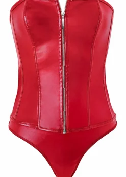 Corsage+String aus Lederimitat (2-tlg.Set) Damen Wäsche·Corsagen & Negligés|Wäsche·Dessous