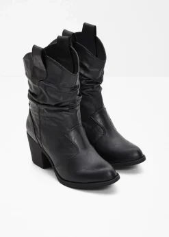 Damen bonprix Schuhe & Accessoires In Spezialgrößen·Schuhe In Übergröße|Stiefeletten|Cowboy-Boots mit Raffung