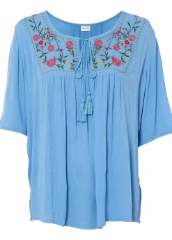 Clearance Crincle- Tunika aus softer Viskose Damen Nachhaltigere Materialien|Blusen & Tuniken
