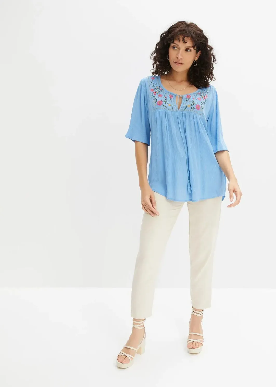 Clearance Crincle- Tunika aus softer Viskose Damen Nachhaltigere Materialien|Blusen & Tuniken