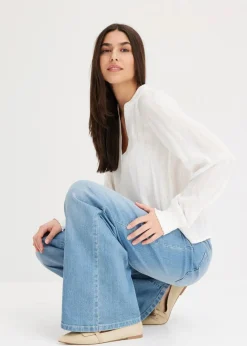 Damen bonprix Bekleidung·Jacken & Mäntel|Blusen & Tuniken|Crinkle-Bluse mit Lurex