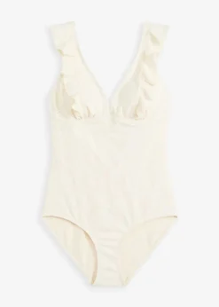 Damen bonprix Badeanzüge|Bademode·Badeanzüge|Crochet Badeanzug mit Volant