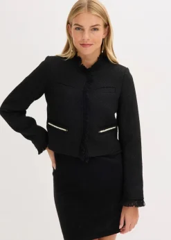 Sale Cropped Bouclé-Blazer Damen Blazer|Bekleidung·Basics