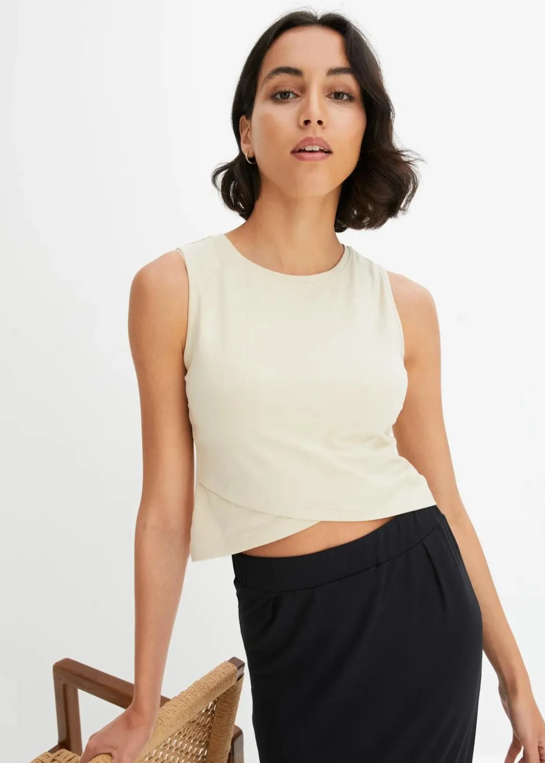Damen bonprix Shirts & Tops|Nachhaltigere Materialien|Cropped Top aus weichem Baumwoll-Mix