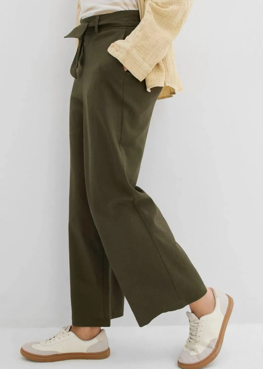 Damen bonprix Hosen|Bekleidung·Kleider|Culotte aus luftigem Leinen-Mix