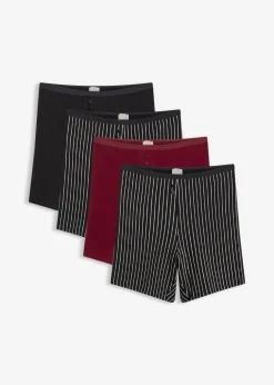 Damen bonprix Wäsche·Baumwollunterwäsche|Baumwollunterwäsche|Damen Taillen Boxer mit längerem Bein (4er Pack)