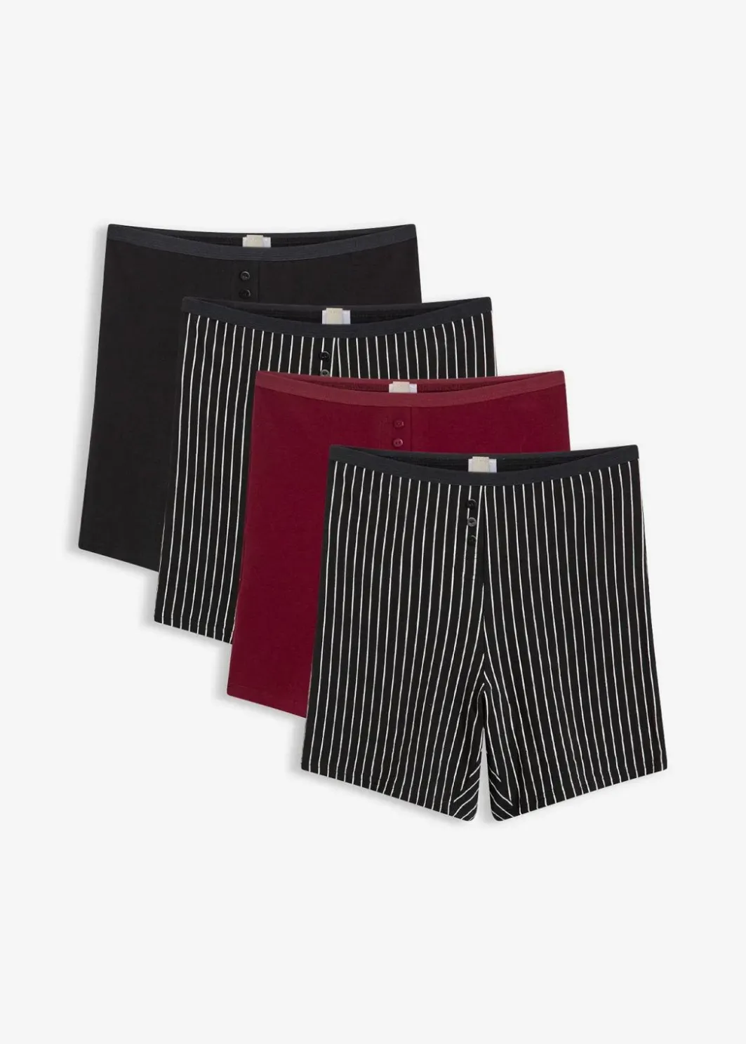 Damen bonprix Wäsche·Baumwollunterwäsche|Baumwollunterwäsche|Damen Taillen Boxer mit längerem Bein (4er Pack)