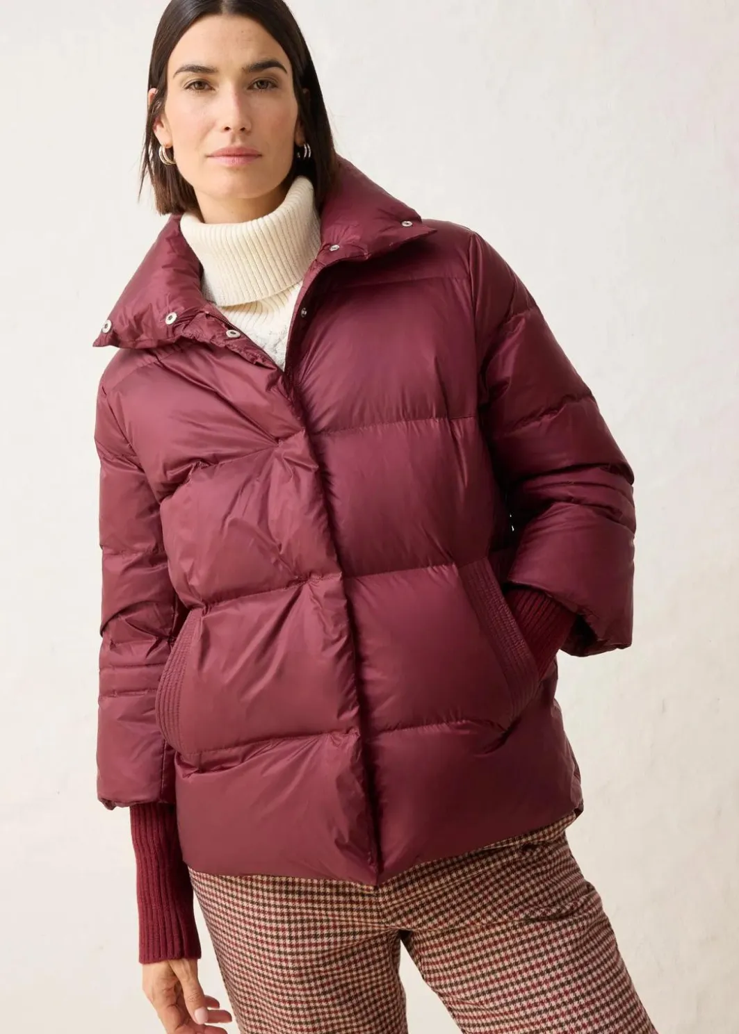 Damen bonprix Jacken & Mäntel|Premium|Daunenjacke mit recycelten Daunen und Strickärmeln