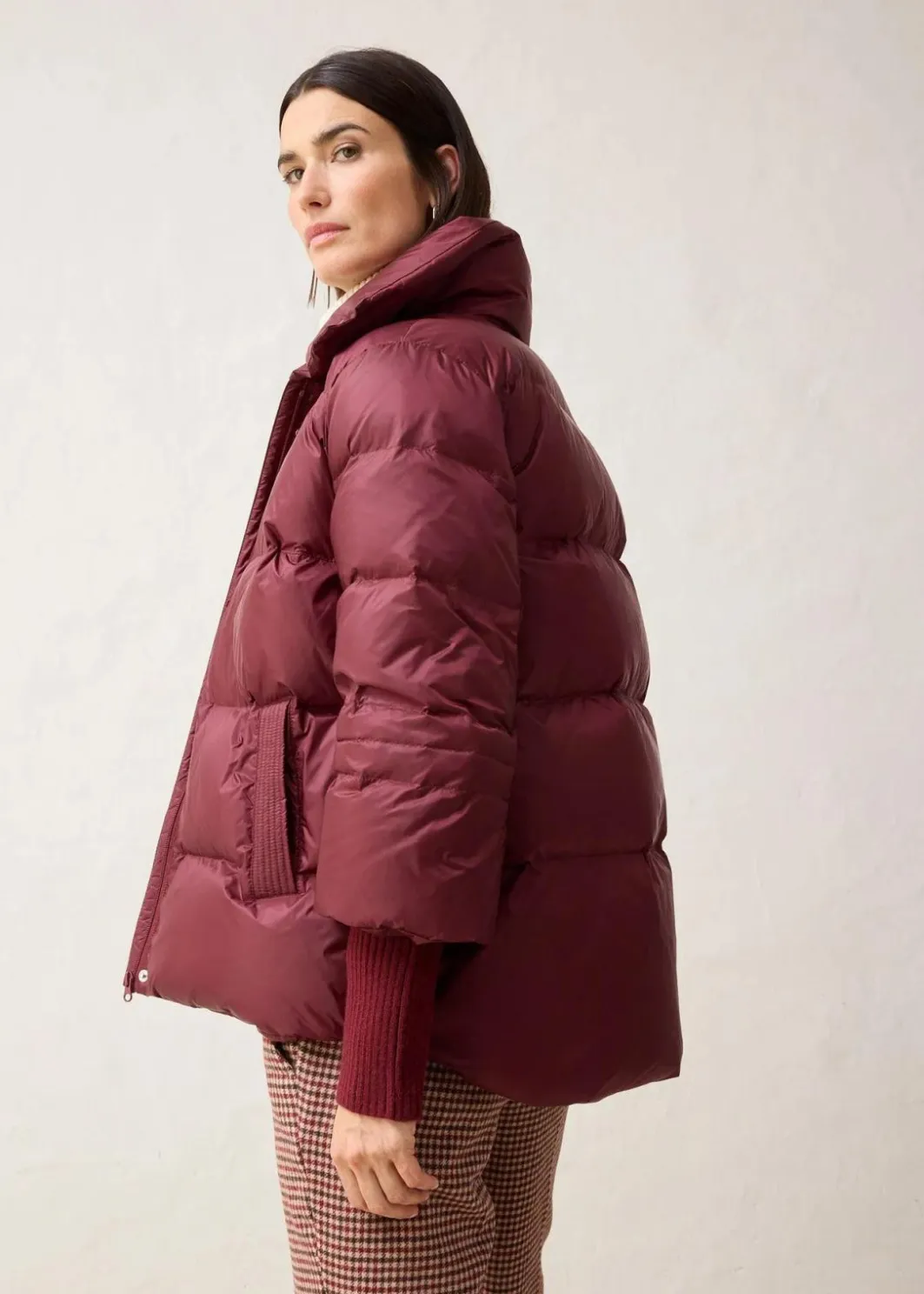 Damen bonprix Jacken & Mäntel|Premium|Daunenjacke mit recycelten Daunen und Strickärmeln