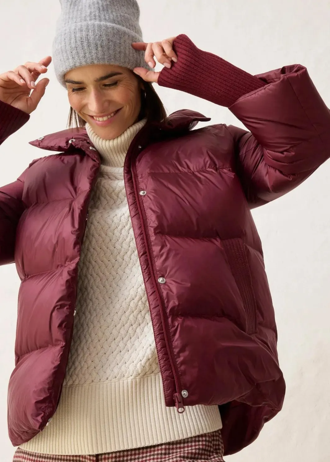 Damen bonprix Jacken & Mäntel|Premium|Daunenjacke mit recycelten Daunen und Strickärmeln