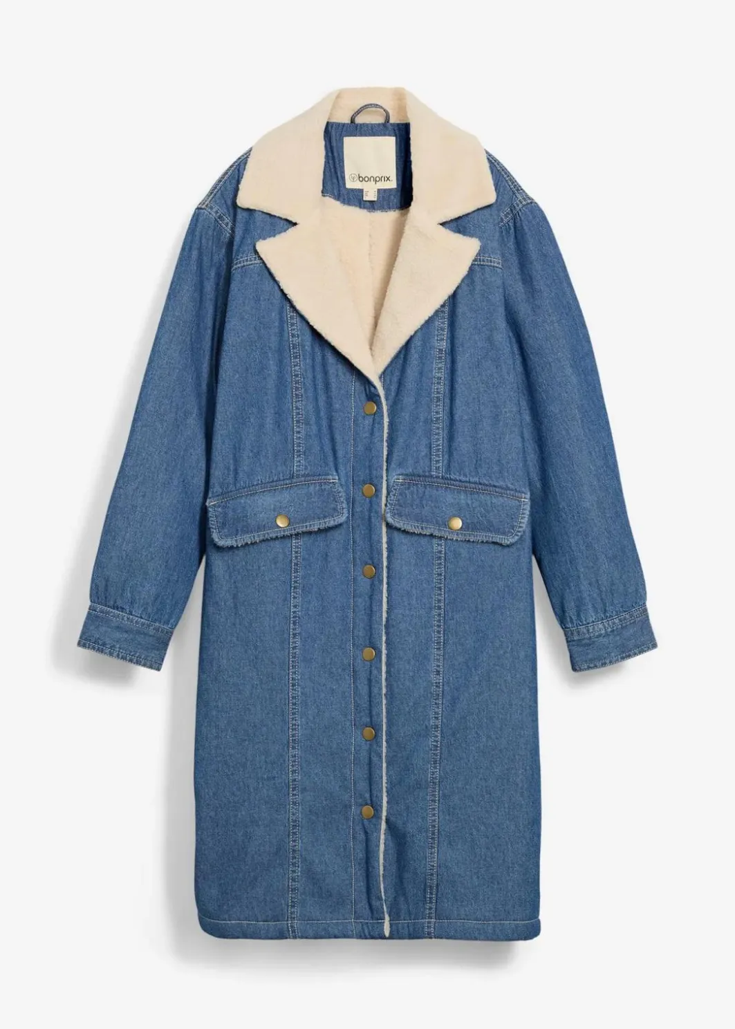 Discount Denim-Wintermantel, warm gefüttert mit Teddy Damen Bekleidung·Hosen|Jacken & Mäntel