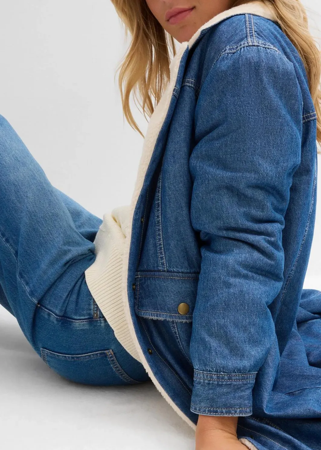 Discount Denim-Wintermantel, warm gefüttert mit Teddy Damen Bekleidung·Hosen|Jacken & Mäntel