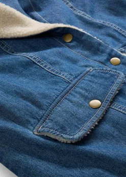 Discount Denim-Wintermantel, warm gefüttert mit Teddy Damen Bekleidung·Hosen|Jacken & Mäntel