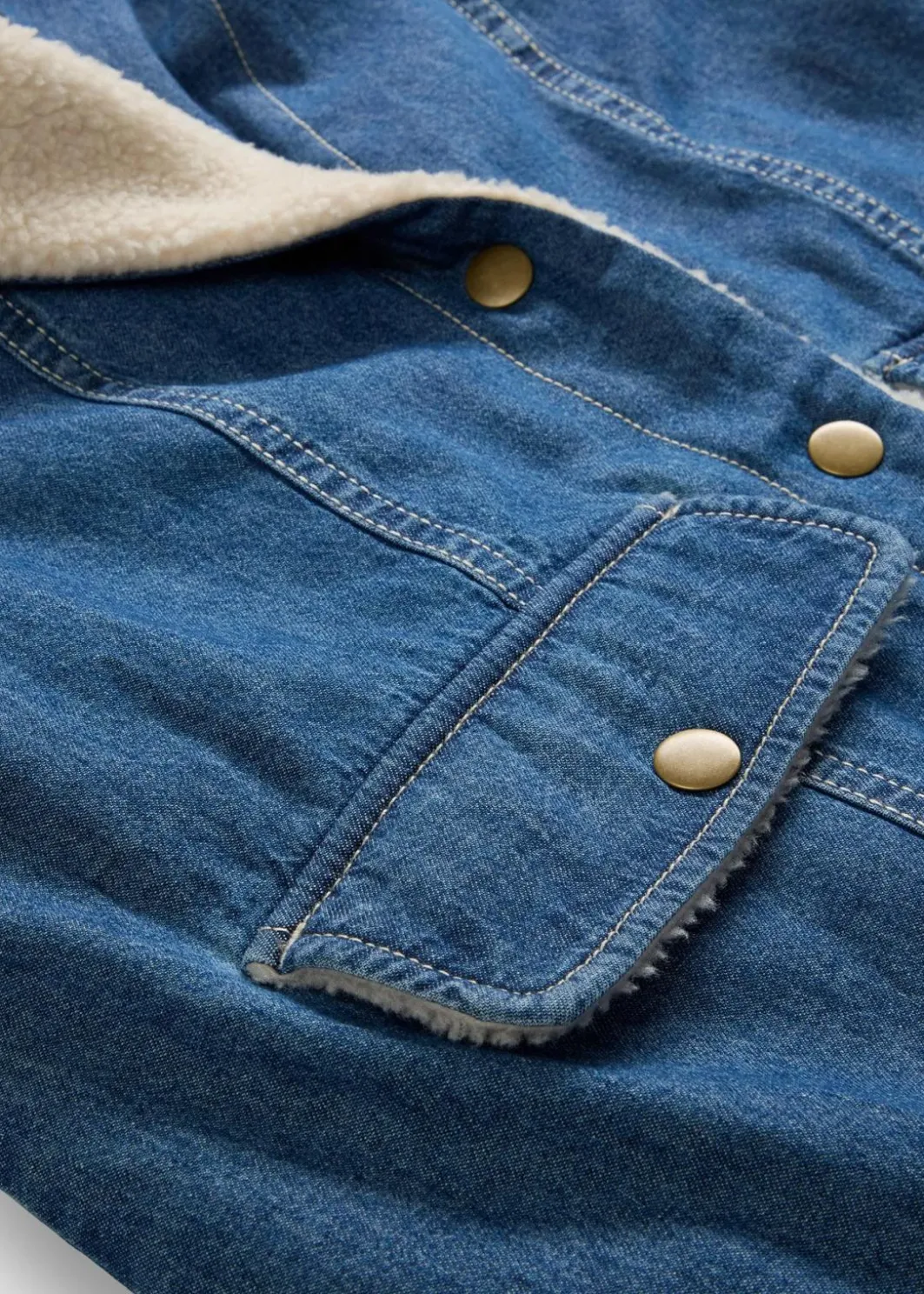 Discount Denim-Wintermantel, warm gefüttert mit Teddy Damen Bekleidung·Hosen|Jacken & Mäntel