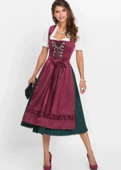 Hot Dirndl mit bestickter Satin-Schürze (2-tlg.Set) Damen Kleider|Kurzgrößen