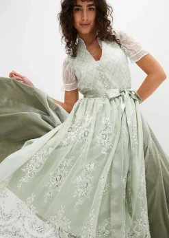 Damen bonprix Kleider|Kurzgrößen|Dirndl mit Jacquard und Stickerei (2-tlg.Set)