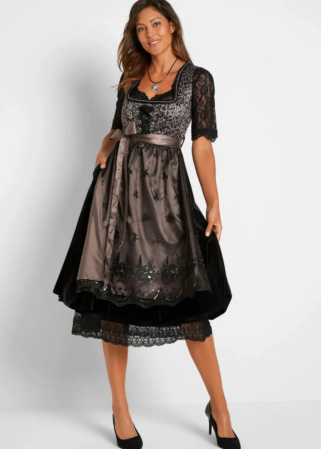 Discount Dirndl mit Leomuster Damen Kurzgrößen|Bekleidung·Pullover & Strickjacken