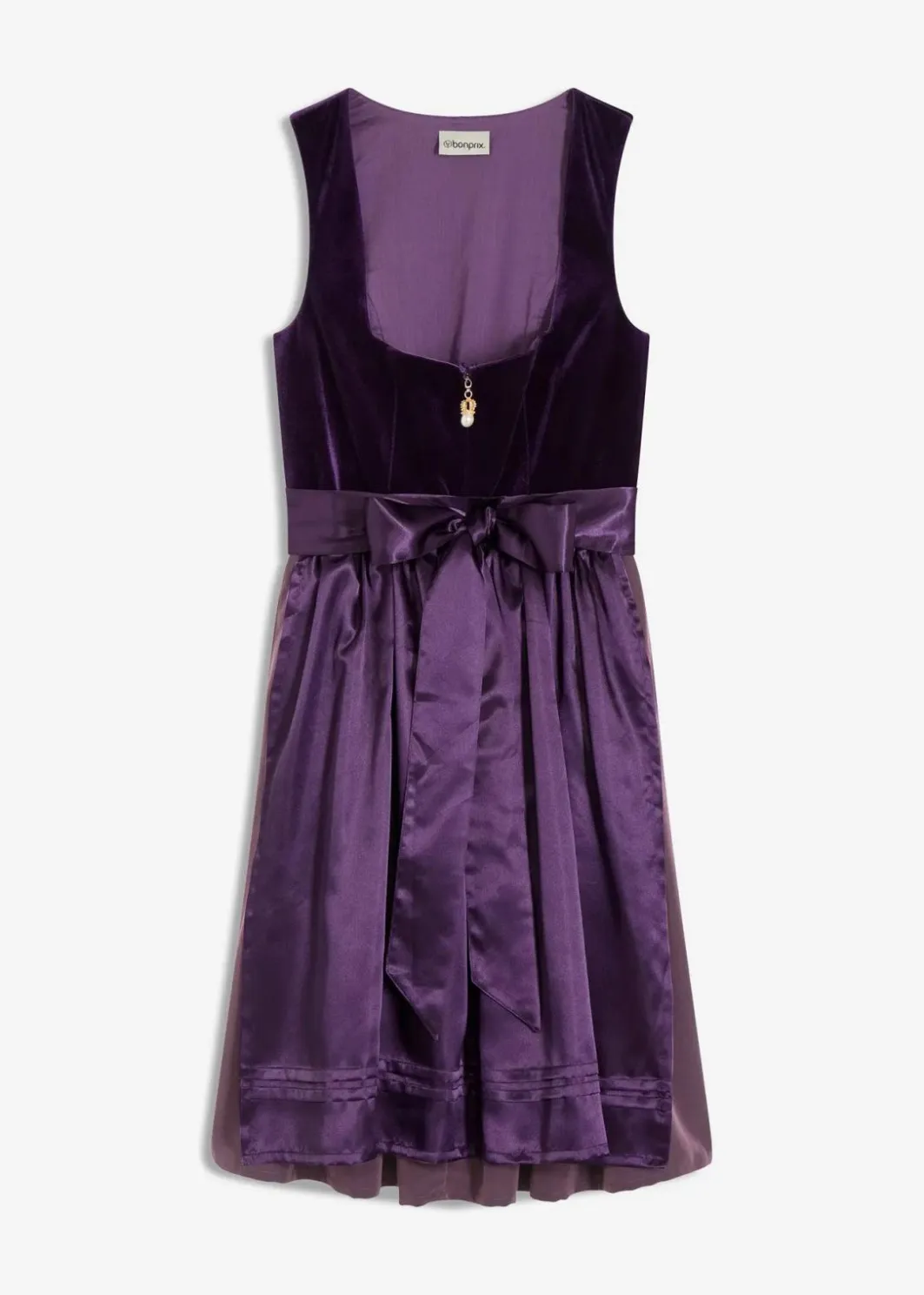 Damen bonprix Bekleidung·Pullover & Strickjacken|Kleider|Dirndl mit Samt in Midilänge (2-tlg.Set)